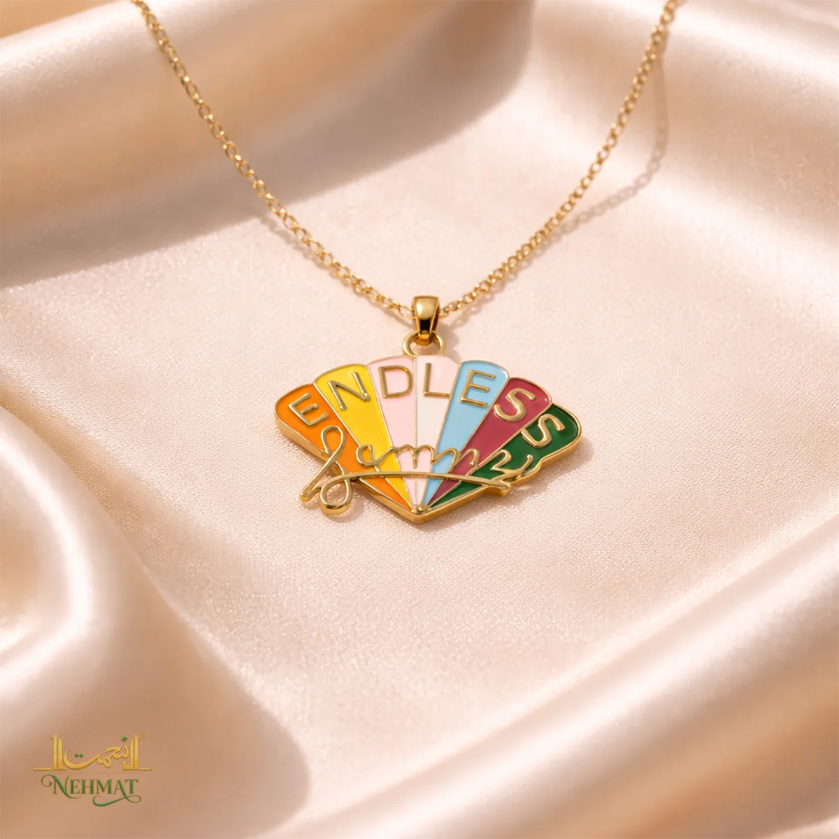NEHMAT Endless Summer Gold Tone Enamel Pendant Necklace