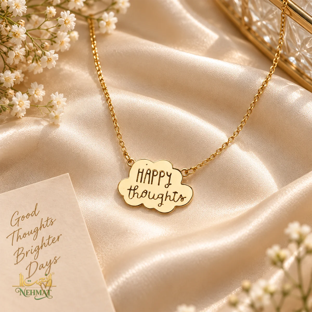 NEHMAT Happy Thoughts Gold Tone Pendant Necklace