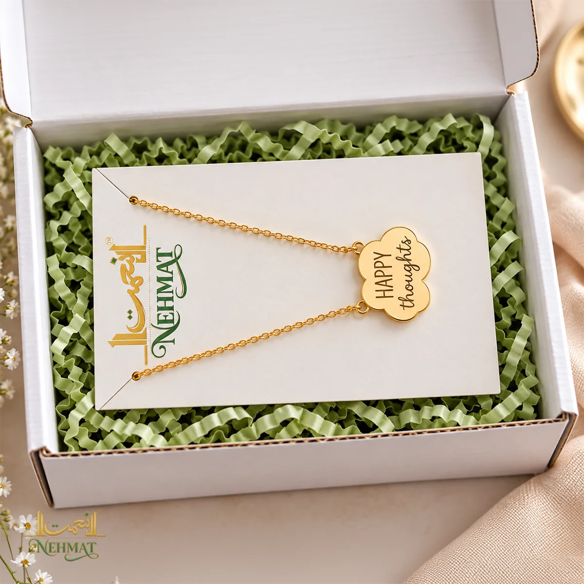 NEHMAT Happy Thoughts Gold Tone Pendant Necklace