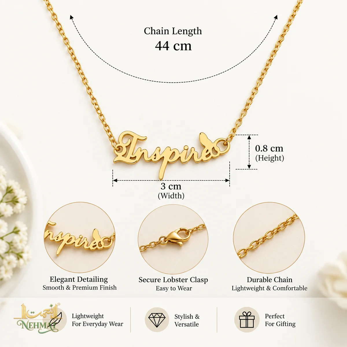 NEHMAT Inspire Gold Tone Pendant Necklace for Women